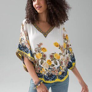 White House Black Market Kimono Sleeve Blouse Capri Floral Print NWOT